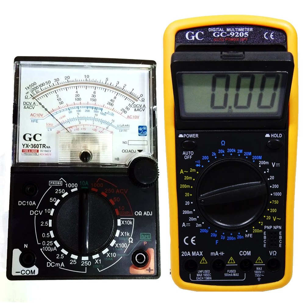 Multímetro digital e analógico